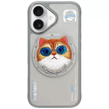 Nimmy Glasses Cool Cat Funda MagSafe para iPhone 16, Gris