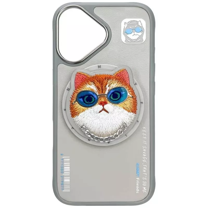Nimmy Glasses Cool Cat Funda MagSafe para iPhone 16, Gris