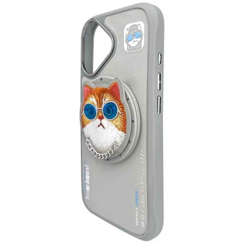 Nimmy Glasses Cool Cat Funda MagSafe para iPhone 16, Gris