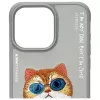 Nimmy Funda trasera para Apple iPhone 15 Pro 6,1 pulgadas Gris Glasses Cool Cat