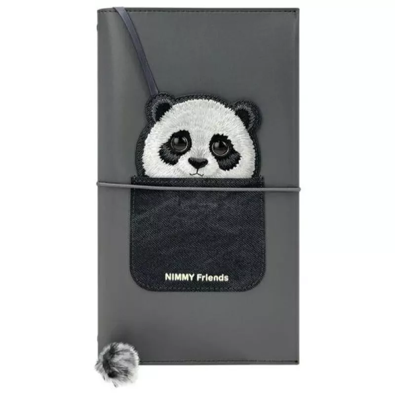Nimmy set de cuaderno y bolígrafo 2 en 1 negro Big Eyed Pet 2.0 Panda