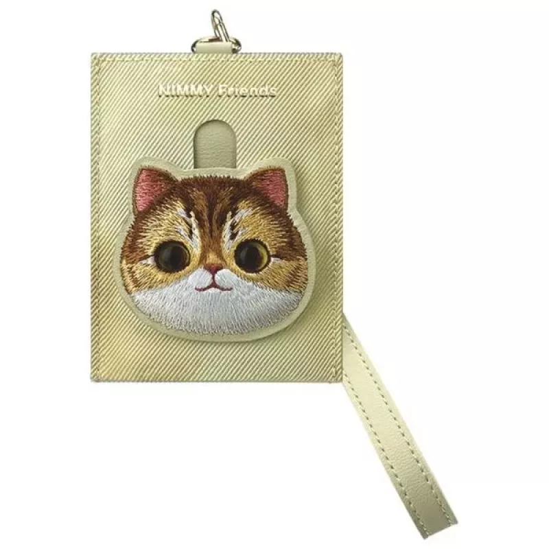 Nimmy set 3 en 1 de funda para móvil, cartera y funda para localizador - caqui - Big Eyed Pet 2.0 Cat
