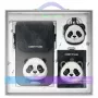 Nimmy set 3 en 1: funda para móvil + cartera + funda para rastreador, negro, Big Eyed Pet 2.0 Panda