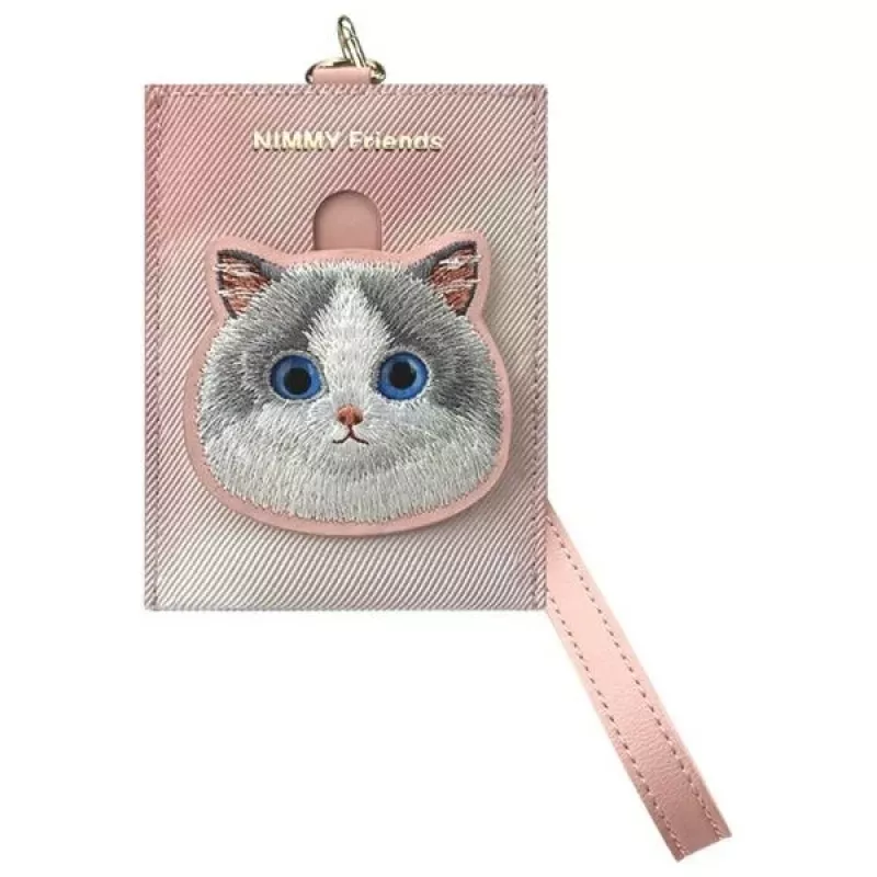 Nimmy set 3 en 1 de bolso cruzado para móvil, cartera y soporte para rastreador - rosa Big Eyed Pet 2.0 Cat