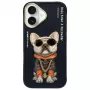 Nimmy Funda para iPhone 16 6.1 Negra Glasses Cool Dog