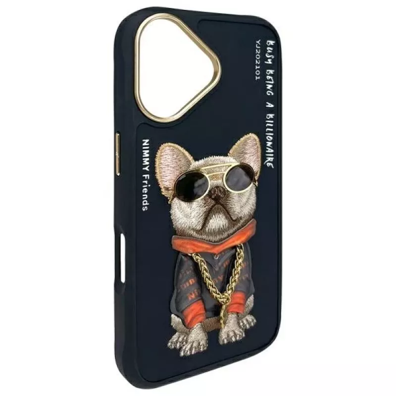 Nimmy Funda para iPhone 16 6.1 Negra Glasses Cool Dog
