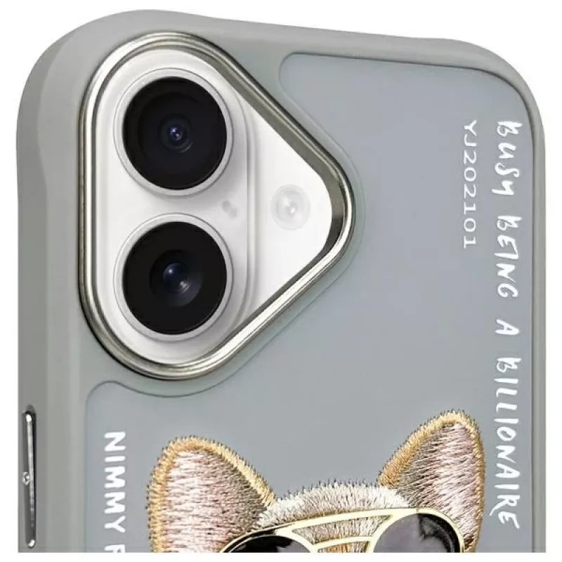 Nimmy Funda protectora para Apple iPhone 16 6,1 inch Gris Glasses Cool Dog