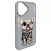 Nimmy Funda protectora para Apple iPhone 16 6,1 inch Gris Glasses Cool Dog