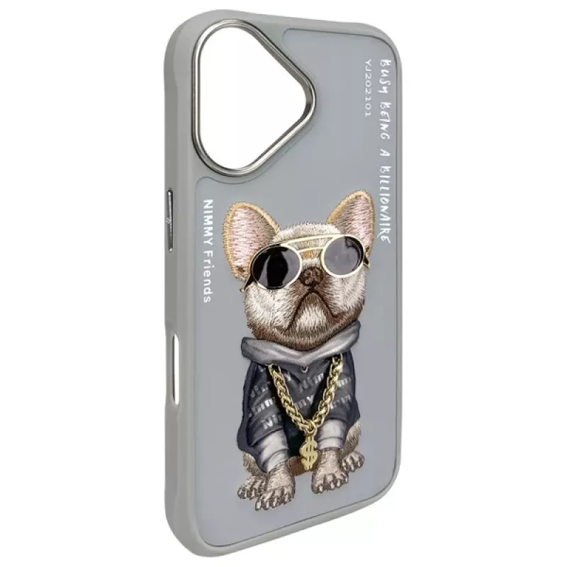 Nimmy Funda protectora para Apple iPhone 16 6,1 inch Gris Glasses Cool Dog