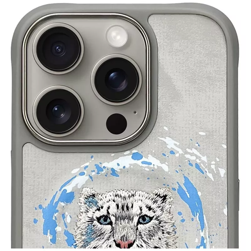 Nimmy Pantera Funda MagSafe para iPhone 16 Pro Gris claro