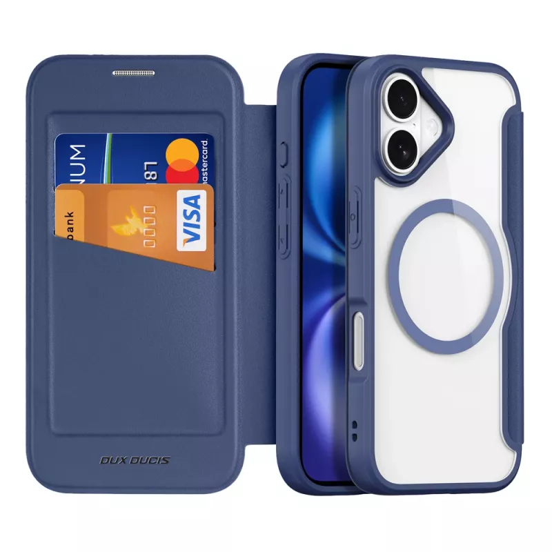 DUXDUCIS Skin X Pro Funda Cartera para Apple iPhone 17 Air con MagSafe y Compartimento para Tarjetas - Azul
