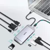 CHOETECH Hub USB-C Multifunción 9 en 1 - 3x USB 3.2 Gen 1, Lector de Tarjetas SD/TF, HDMI 4K 30Hz, VGA Full HD 60Hz, USB-C PD, RJ45 Gigabit Ethernet, Gris (HUB-M15)