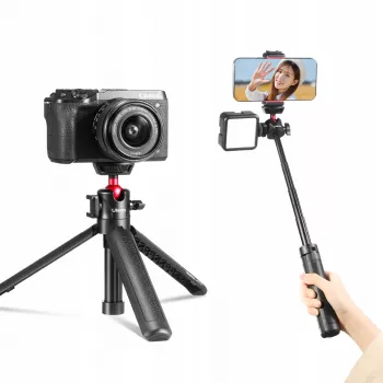 ULANZI MT-16 Mini trípode palo selfie con rótula y zapata en frío, negro