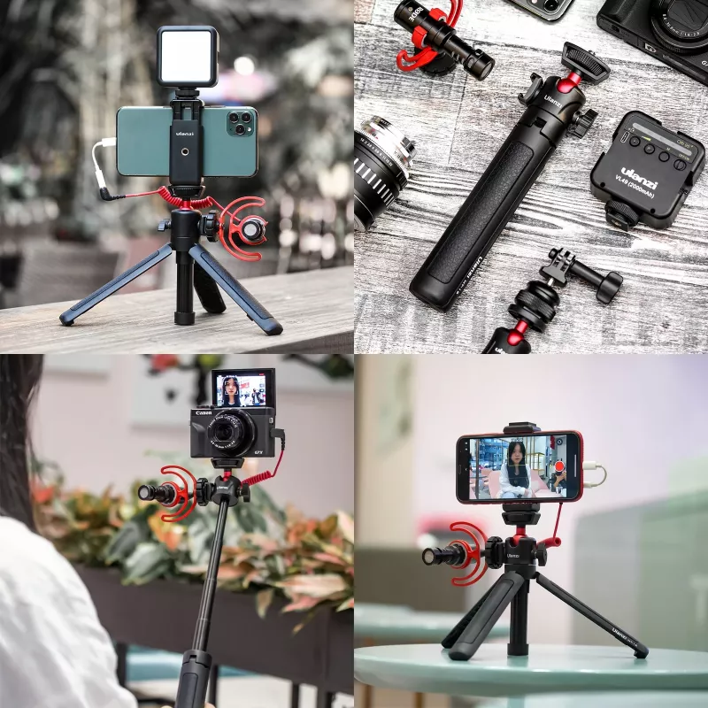 ULANZI MT-16 Mini trípode palo selfie con rótula y zapata en frío, negro