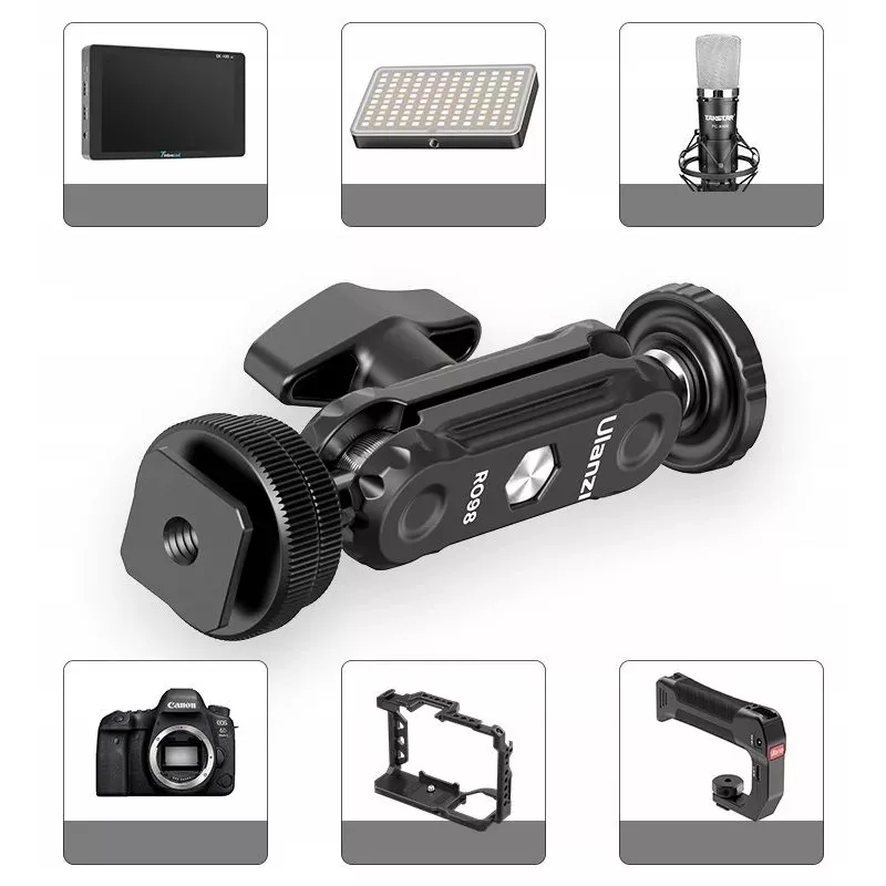 Ulanzi R098 Magic Arm Brazo articulado de doble rótula con tornillo de 1/4 inch y zapata en frío, negro
