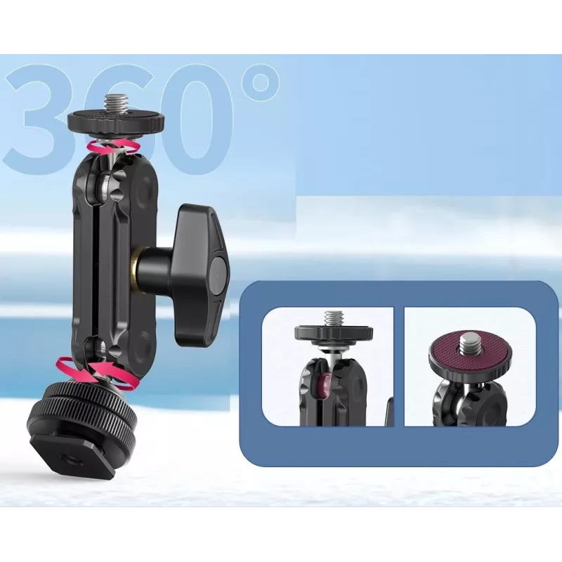 Ulanzi R098 Magic Arm Brazo articulado de doble rótula con tornillo de 1/4 inch y zapata en frío, negro