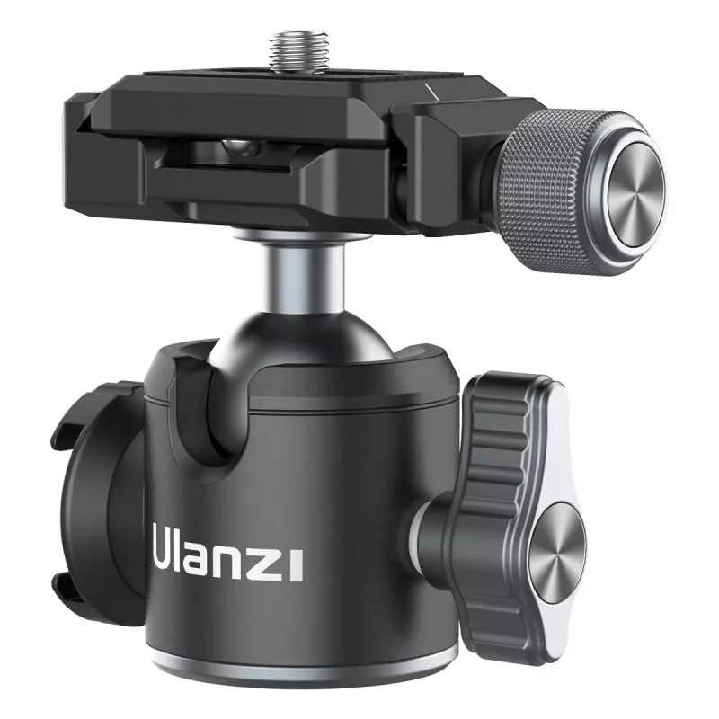Ulanzi U-80L Rótula 3D con placa de liberación rápida Arca-Swiss, carga 20 kg, rotación panorámica 360°, negro