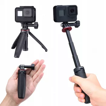 ULANZI MT-09 Mini trípode, monopié y empuñadura para GoPro, SJCAM, Xiaomi, DJI Osmo Action, negro