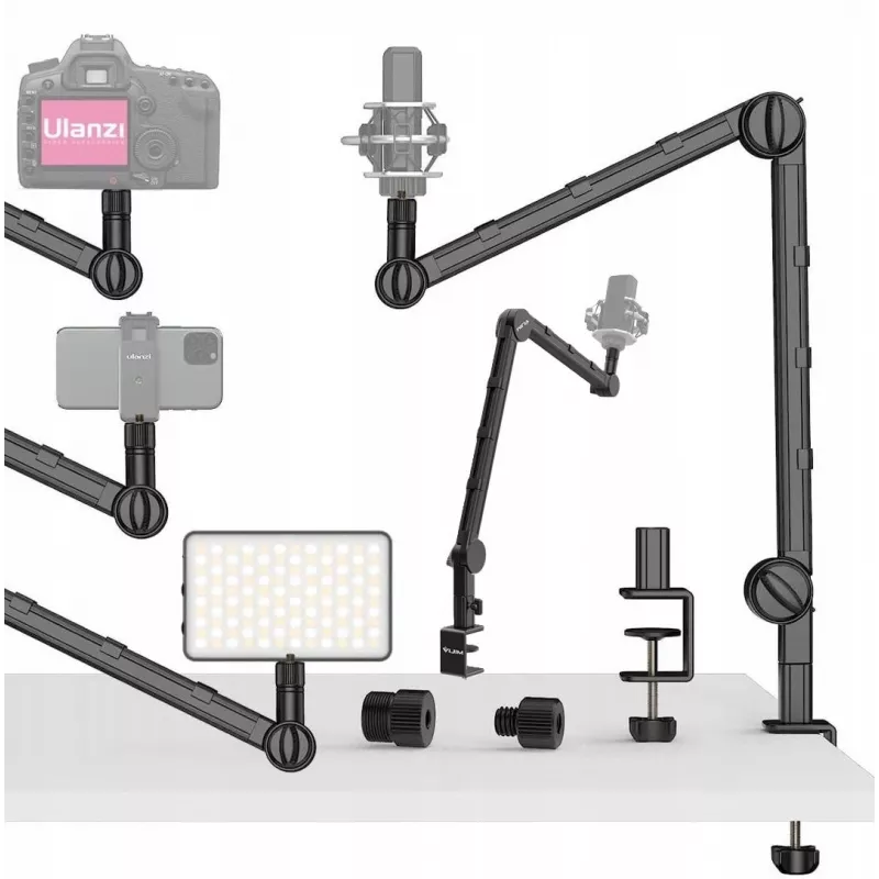 Ulanzi LS25 pinza en C de mesa soporte de estudio para cámara, micrófono, luz LED, negro