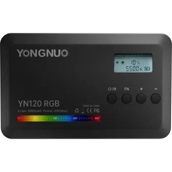 Yongnuo YN120 luz LED de vídeo RGB, bi-color 2500K-9900K, 12W, batería integrada, USB-C