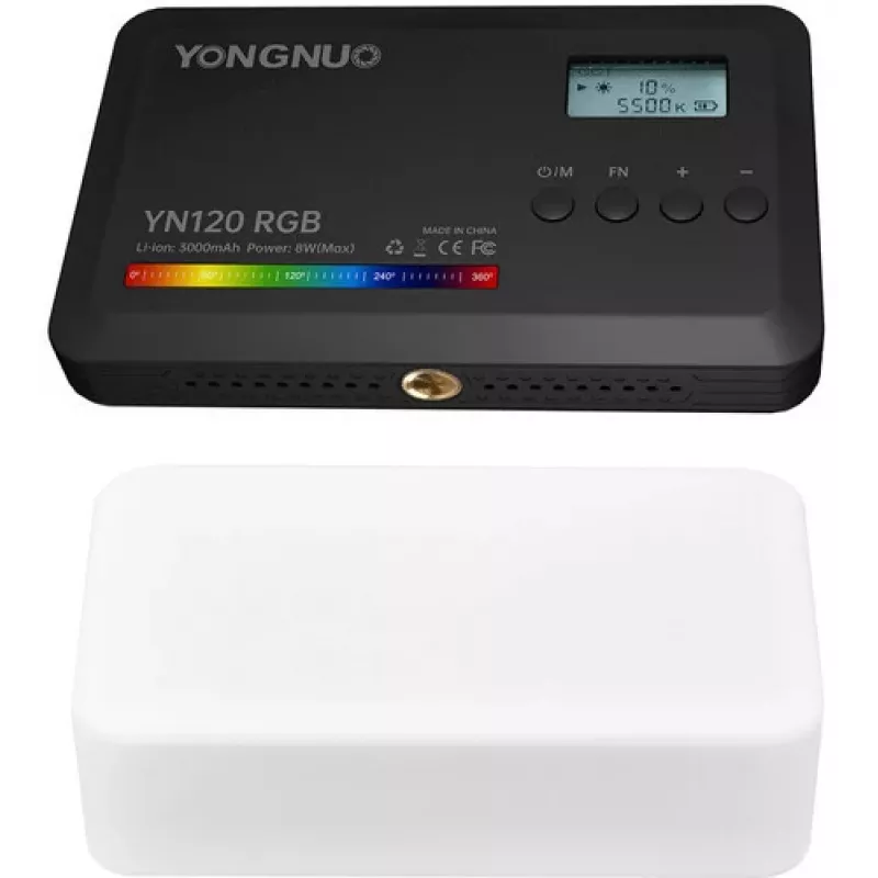 Yongnuo YN120 luz LED de vídeo RGB, bi-color 2500K-9900K, 12W, batería integrada, USB-C