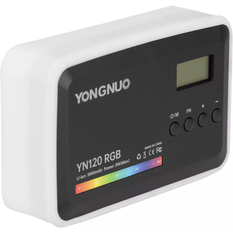 Yongnuo YN120 luz LED de vídeo RGB, bi-color 2500K-9900K, 12W, batería integrada, USB-C