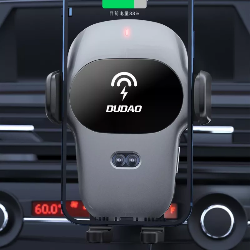 Dudao Soporte para móvil para coche con cargador Qi integrado 15W Gris (F20xs)
