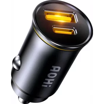 AOHi Superauto PD 65W GaN Cargador de Pared 1x USB-C 1x USB-A Negro