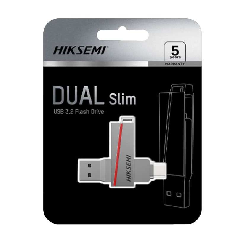 HIKSEMI memoria USB 128 GB E307C U3 Dual USB 3.2 y USB Type-C gris