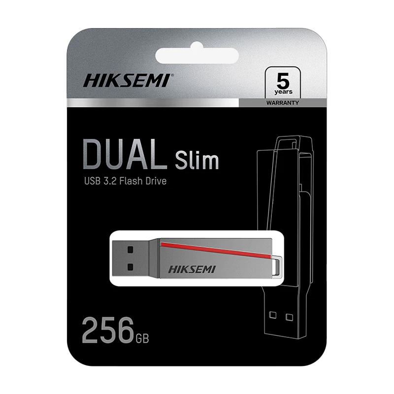 HIKSEMI memoria USB 256 GB E307C U3 Dual USB 3.2 y USB Type-C gris