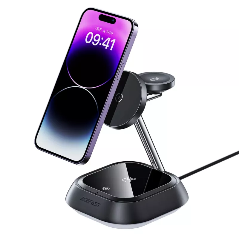 ACEFAST E16 estación de carga inalámbrica 3 en 1 15W para teléfono / auriculares / reloj - negra