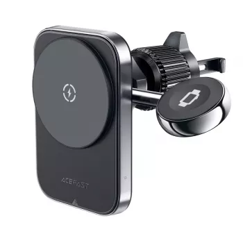 Acefast D18 Car Mount con MagSafe / Qi Wireless Charger + Cable USB-A a USB-C - Negro