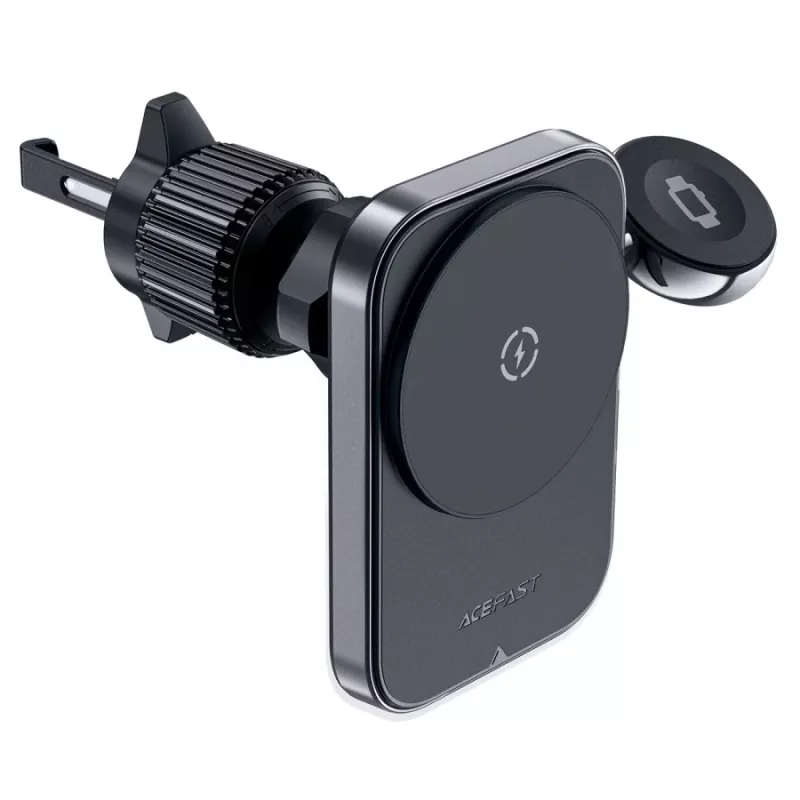 Acefast D18 Car Mount con MagSafe / Qi Wireless Charger + Cable USB-A a USB-C - Negro