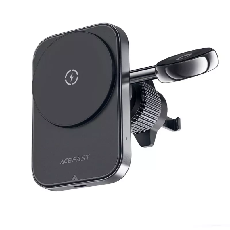 Acefast D18 Car Mount con MagSafe / Qi Wireless Charger + Cable USB-A a USB-C - Negro