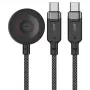ACEFAST C6-11 Cable de carga 3 en 1 USB-C a 2x USB-C y Qi inalámbrico, 100W, 1,2m, Negro