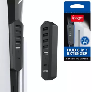 IPEGA Hub USB/USB-C para PS5 Slim Negro