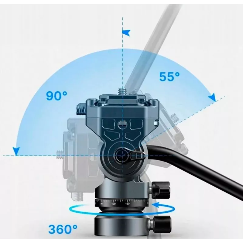 Ulanzi F38 cabezal de vídeo fluido 360° con amortiguación por aceite, cabezal de trípode con placa rápida Arca-Swiss, 3 kg de capacidad, aleación de aluminio, negro