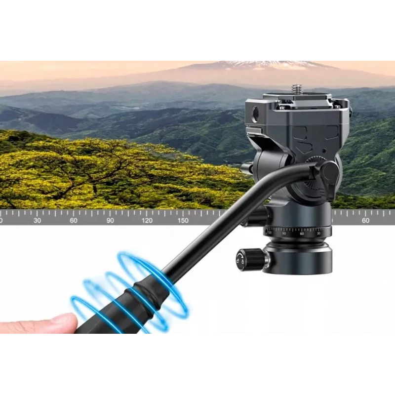 Ulanzi F38 cabezal de vídeo fluido 360° con amortiguación por aceite, cabezal de trípode con placa rápida Arca-Swiss, 3 kg de capacidad, aleación de aluminio, negro