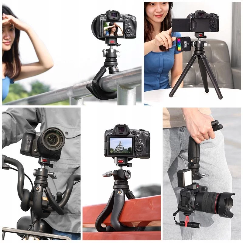 Ulanzi Claw Flexible Tripod Pro con zapata en frío y 3 tornillos de 1/4 de pulgada para cámara, smartphone, action cam