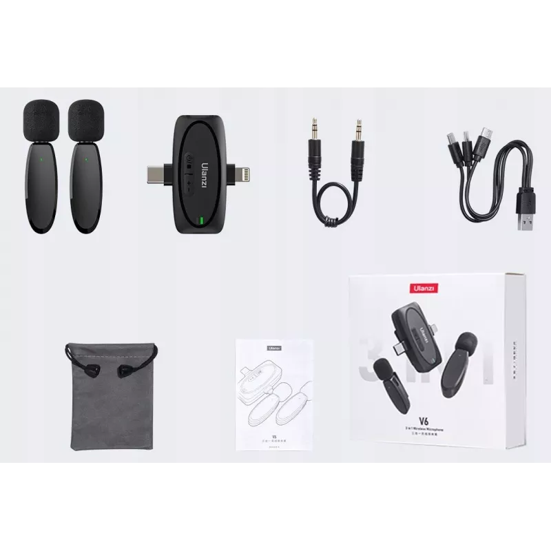 Ulanzi V6 kit de transmisión de audio inalámbrica - USB-C + Lightning