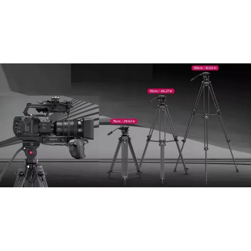 ULANZI MT-81 Trípode con cabezal fluido para grabación de vídeo, 8 kg de carga, 155 cm de altura