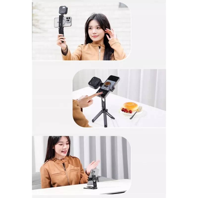 Ulanzi M007 / Ma26 Mango trípode metálico 3 en 1 para móvil con giro 360°, zapata en frío, negro
