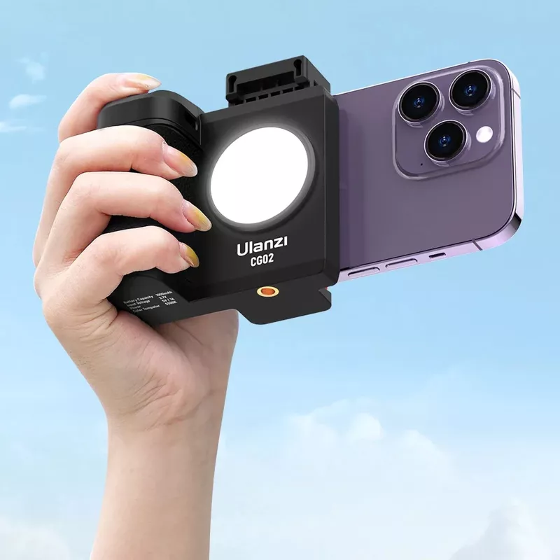 ULANZI CG02 Mango para smartphone con disparador Bluetooth y luz LED