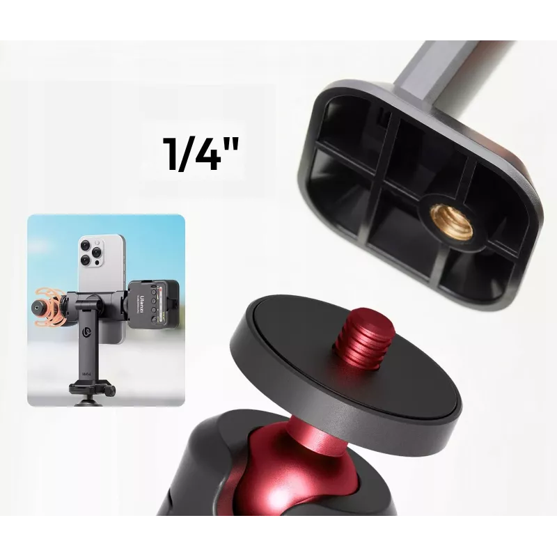 ULANZI MA54 Soporte para teléfono con rosca de 1/4 de pulgada y placa de liberación rápida Arca-Swiss, negro