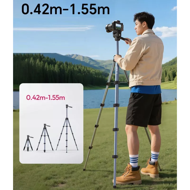ULANZI TT39 trípode de aluminio de 155 cm con soporte para móvil para DSLR, cámaras sin espejo, smartphone