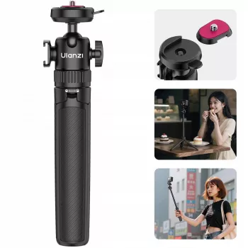 ULANZI MT90 trípode palo selfie 2 en 1 con enganche rápido para smartphone y cámara, negro