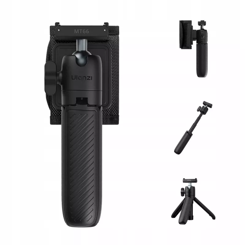 ULANZI MT66 mini trípode palo selfie 3 en 1 clip para mochila para DJI Osmo Action 5 Pro 4 3, GoPro, Insta360 - negro