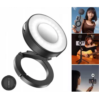 ULANZI ML05 luz LED de vídeo magnética con espejo, compatible con MagSafe, 2500K-9000K, 3W, negro