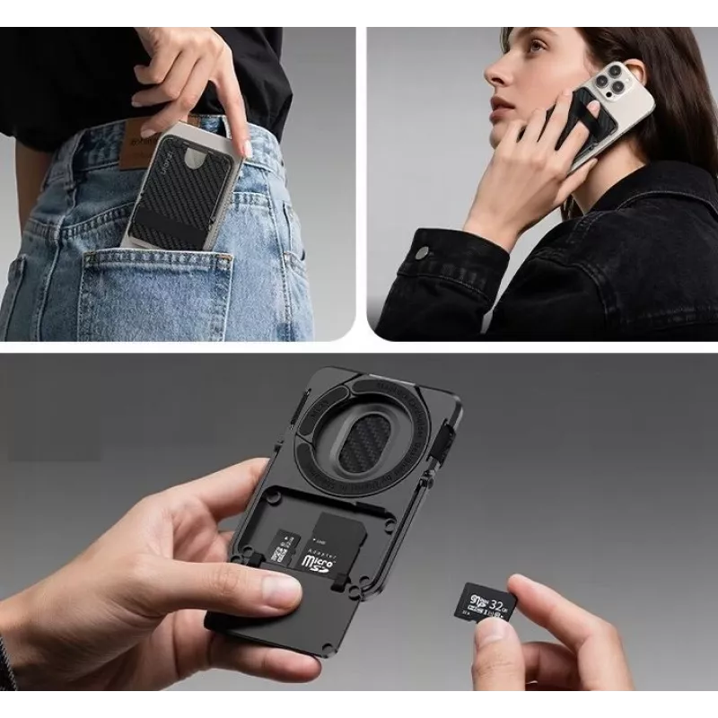ULANZI ML25 soporte cartera MagSafe 2 en 1 tarjetero y soporte para teléfono para iPhone - negro