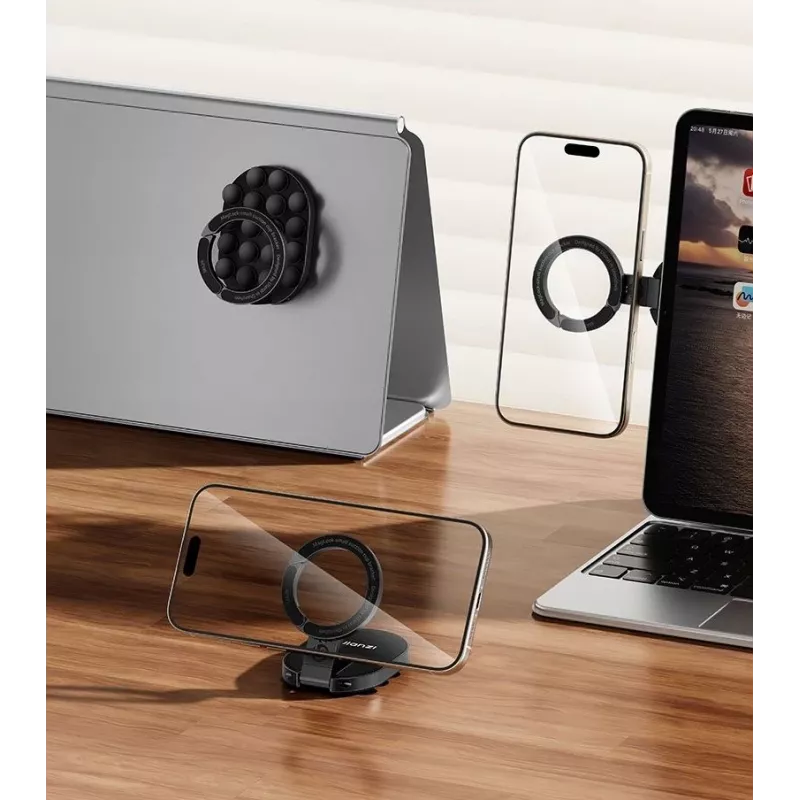 Ulanzi MA39 soporte magnético para móvil con ventosa para salpicadero, parabrisas, escritorio - compatible con MagSafe, giro 360°, negro